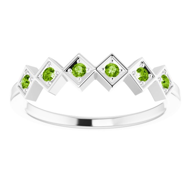 14K White Natural Peridot Stackable Ring