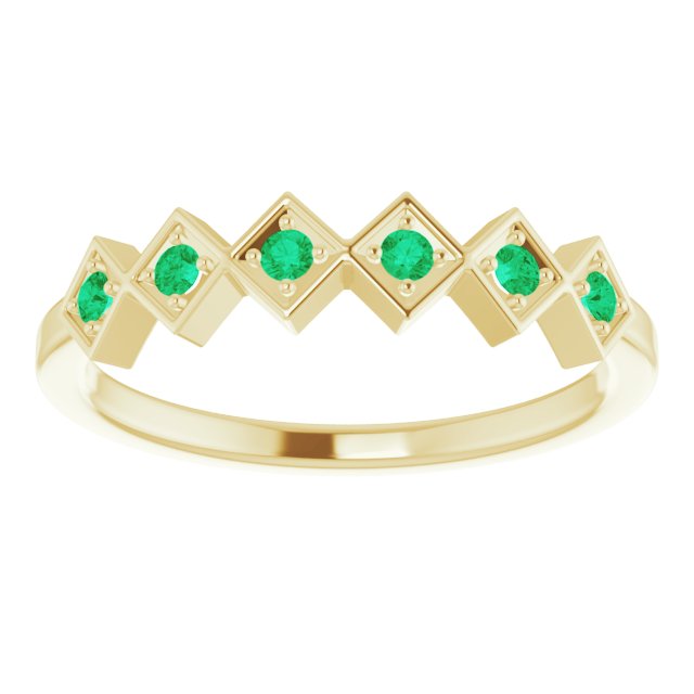 14K Yellow Natural Emerald Stackable Ring