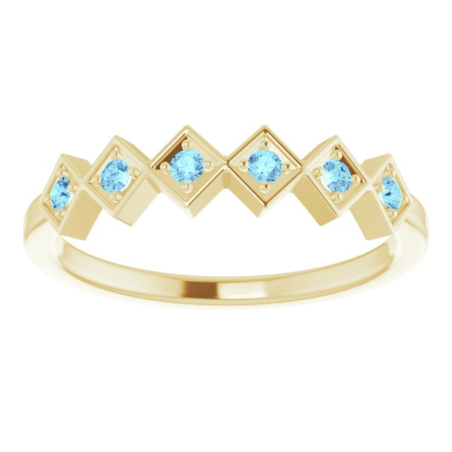 14K Yellow Natural Aquamarine Stackable Ring