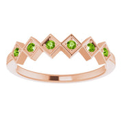 14K Rose Natural Peridot Stackable Ring