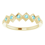 14K Yellow Natural Blue Zircon Stackable Ring