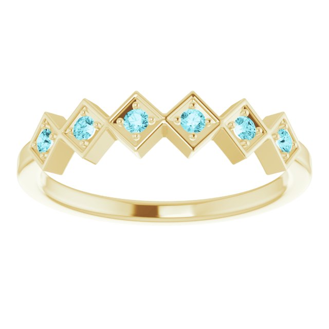 14K Yellow Natural Blue Zircon Stackable Ring