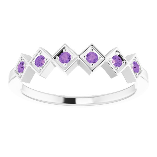 Platinum Natural Amethyst Stackable Ring