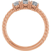14K Rose 3 CTW Lab-Grown Diamond Three-Stone Ring