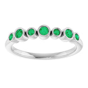 Sterling Silver Lab-Grown Emerald Bezel-Set Ring