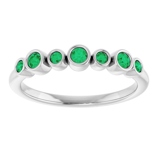 Sterling Silver Lab-Grown Emerald Bezel-Set Ring