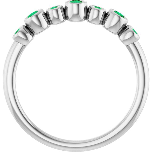 Sterling Silver Lab-Grown Emerald Bezel-Set Ring