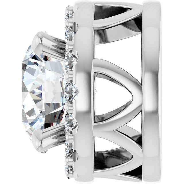 14K White 5/8 CTW Lab-Grown Diamond Halo-Style Pendant