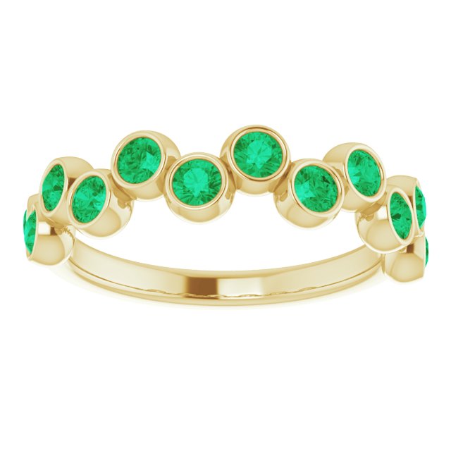 14K Yellow Lab-Grown Emerald Bezel-Set Ring