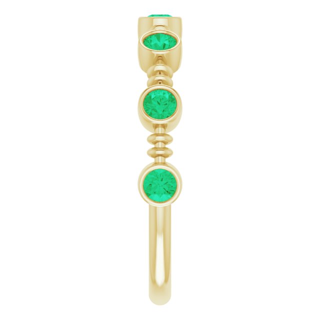 14K Yellow Lab-Grown Emerald Bezel-Set Ring