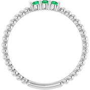 Sterling Silver Lab-Grown Emerald Beaded Ring