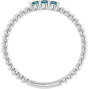 Sterling Silver Lab-Grown Alexandrite Beaded Ring