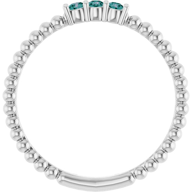 Sterling Silver Lab-Grown Alexandrite Beaded Ring