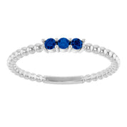 Sterling Silver Lab-Grown Blue Sapphire Beaded Ring