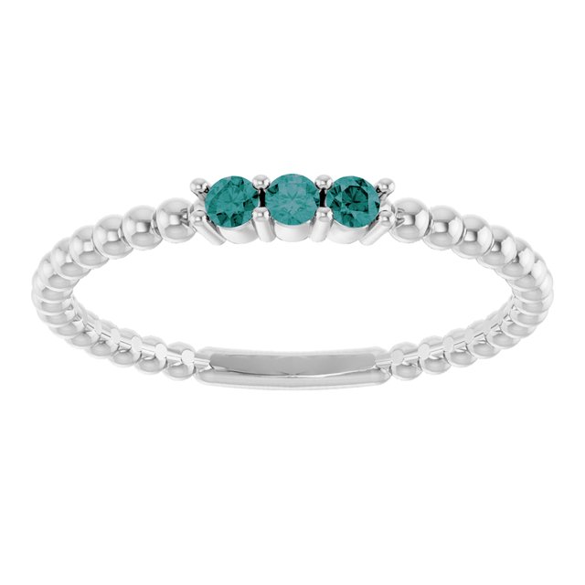 Sterling Silver Lab-Grown Alexandrite Beaded Ring