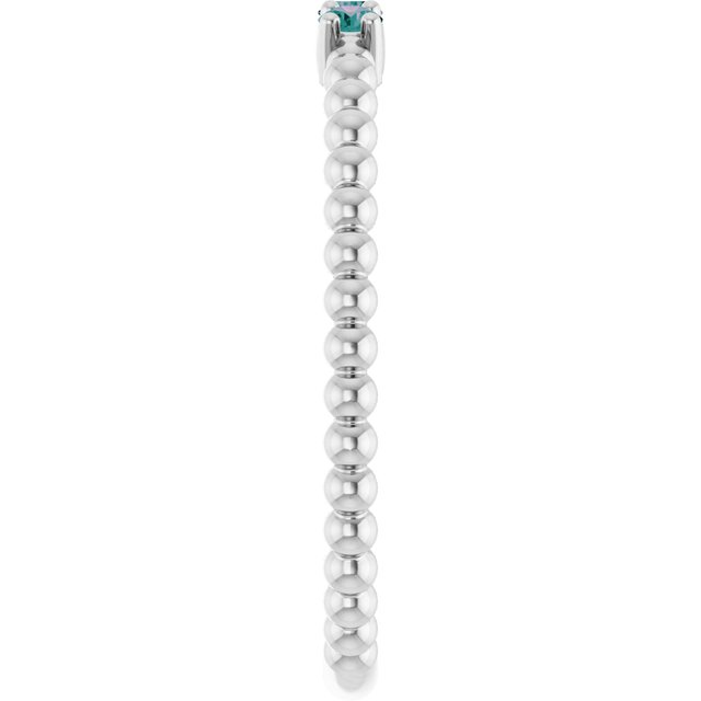 Sterling Silver Lab-Grown Alexandrite Beaded Ring