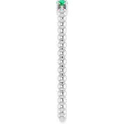 Sterling Silver Lab-Grown Emerald Beaded Ring