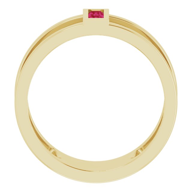 14K Yellow Natural Ruby Negative Space Ring