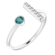 Sterling Silver Lab-Grown Alexandrite & .05 CTW Natural Diamond Bar Ring
