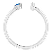 Sterling Silver Lab-Grown Blue Sapphire & .05 CTW Natural Diamond Bar Ring