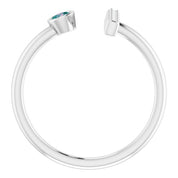 Sterling Silver Lab-Grown Alexandrite & .05 CTW Natural Diamond Bar Ring