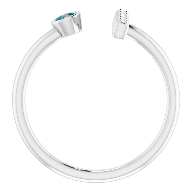 Sterling Silver Lab-Grown Alexandrite & .05 CTW Natural Diamond Bar Ring