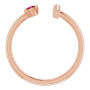 14K Rose Lab-Grown Ruby & .05 CTW Natural Diamond Bar Ring