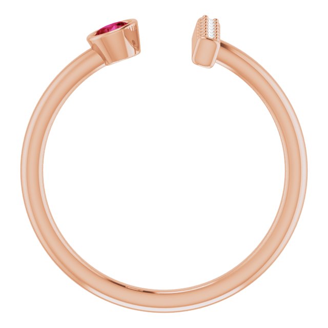 14K Rose Lab-Grown Ruby & .05 CTW Natural Diamond Bar Ring