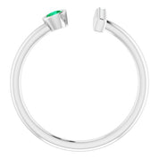 Sterling Silver Lab-Grown Emerald & .05 CTW Natural Diamond Bar Ring