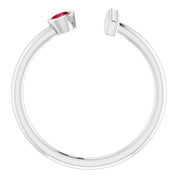 14K White Lab-Grown Ruby & .05 CTW Natural Diamond Bar Ring