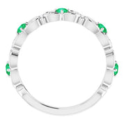Sterling Silver Lab-Grown Emerald & .02 CTW Natural Diamond Scroll Ring