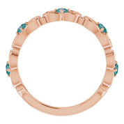14K Rose Lab-Grown Alexandrite & .02 CTW Natural Diamond Scroll Ring