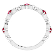14K White Lab-Grown Ruby & .02 CTW Natural Diamond Scroll Ring