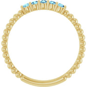 14K Yellow Natural Aquamarine Stackable Ring