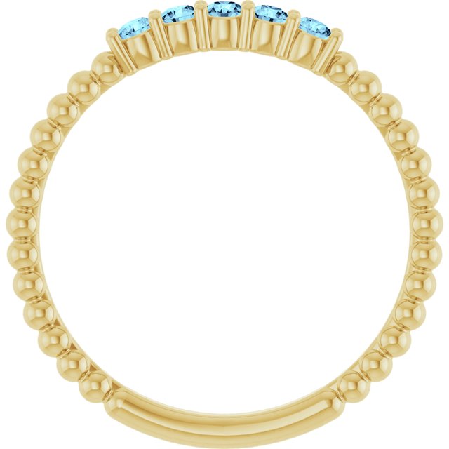 14K Yellow Natural Aquamarine Stackable Ring