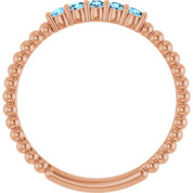 14K Rose Natural Aquamarine Stackable Ring