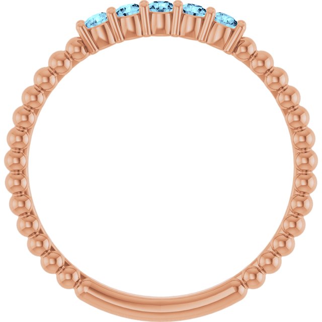 14K Rose Natural Aquamarine Stackable Ring