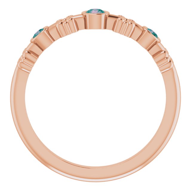 14K Rose Lab-Grown Alexandrite Bezel-Set Ring