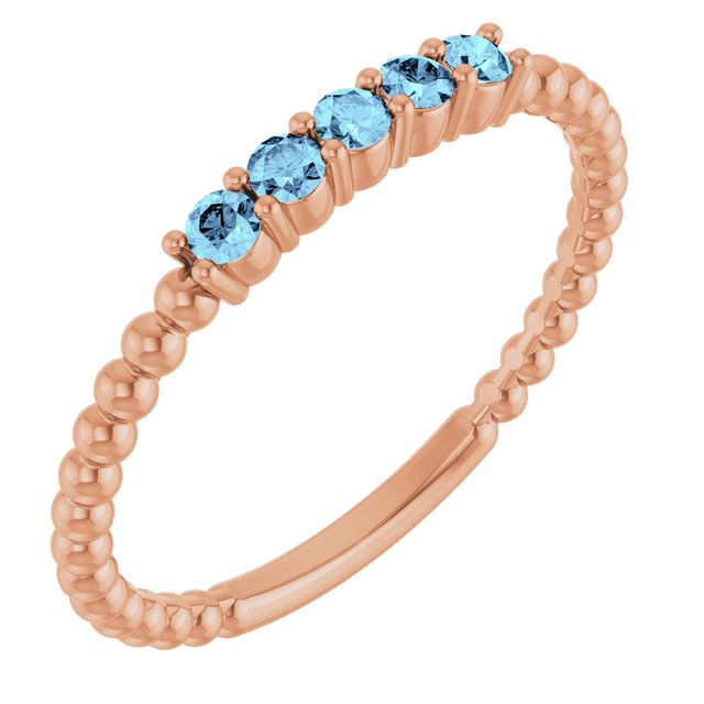 14K Rose Natural Aquamarine Stackable Ring