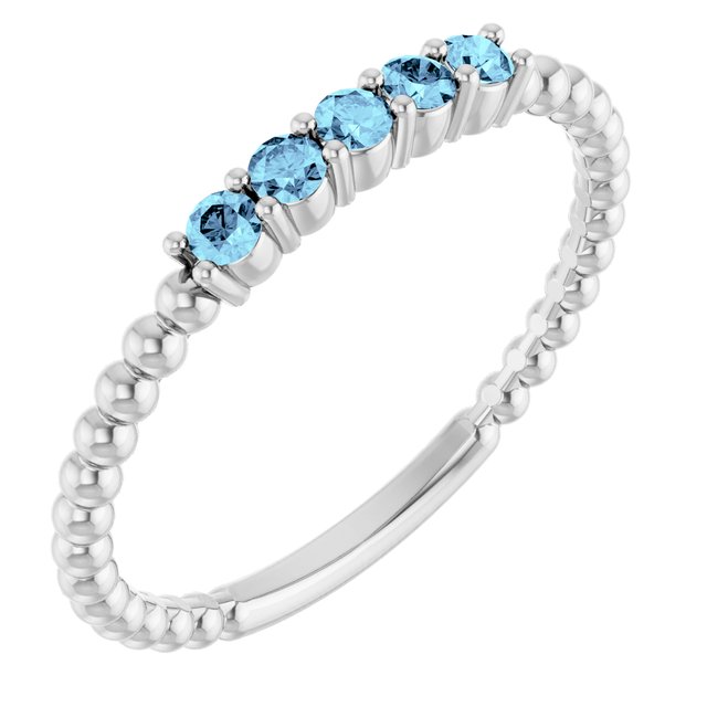 Platinum Natural Aquamarine Stackable Ring