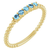 14K Yellow Natural Aquamarine Stackable Ring