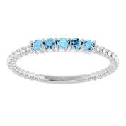 Platinum Natural Aquamarine Stackable Ring