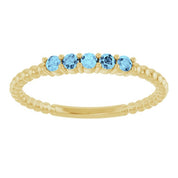 14K Yellow Natural Aquamarine Stackable Ring