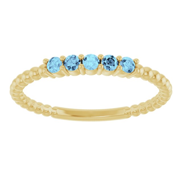 14K Yellow Natural Aquamarine Stackable Ring