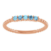 14K Rose Natural Aquamarine Stackable Ring