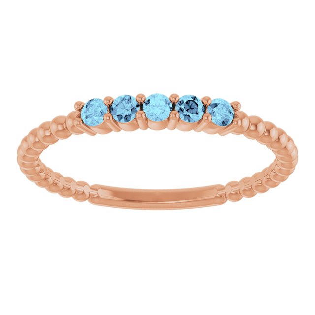 14K Rose Natural Aquamarine Stackable Ring