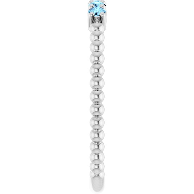 Platinum Natural Aquamarine Stackable Ring