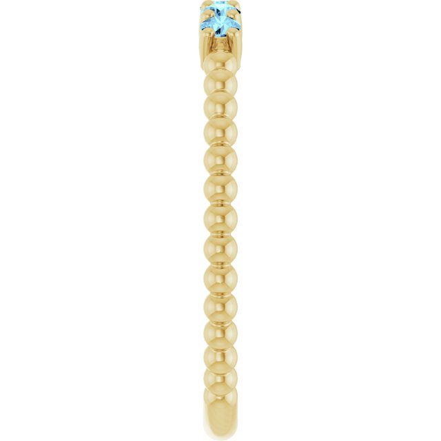 14K Yellow Natural Aquamarine Stackable Ring
