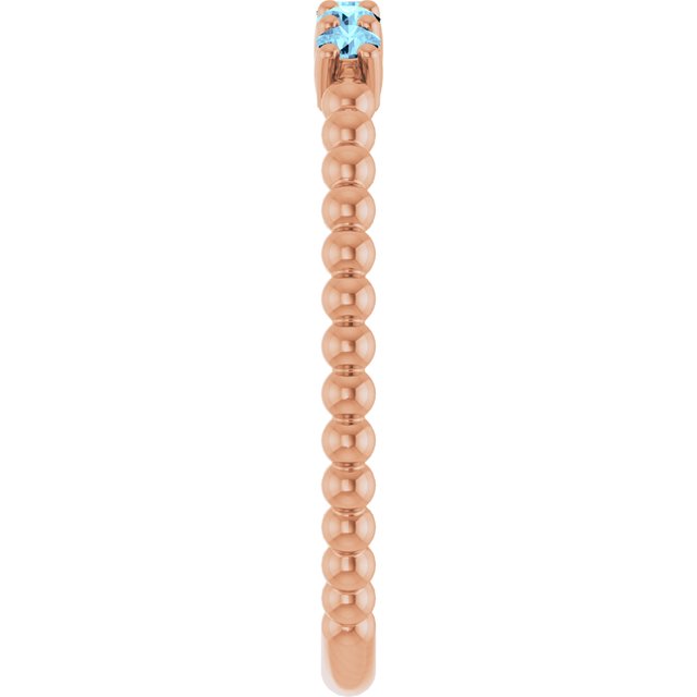 14K Rose Natural Aquamarine Stackable Ring