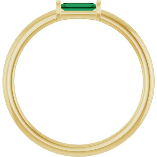 14K Yellow Lab-Grown Emerald Stackable Ring